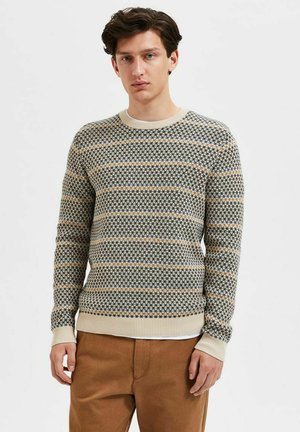 Selected Pull à Col Ras-du-Cou Homme Slhvince Bubble W Noos Homme Bleu Vert Fonc%c3%a9