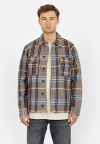 POCKET - Summer jacket - check brown