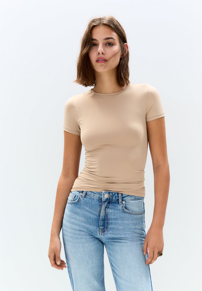 PULL&BEAR SHORT SLEEVE  - Základné tričko - beige