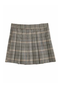 Geruite mini rok met plooien, in zwart, crème en bruin. Gemaakt van geweven stof met een gladde textuur en een aansluitende tailleband.