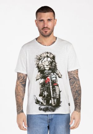 Key Largo MT LION RIDER ROUND - T-shirt imprimé - white