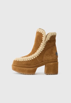 High heeled ankle boots - cognac