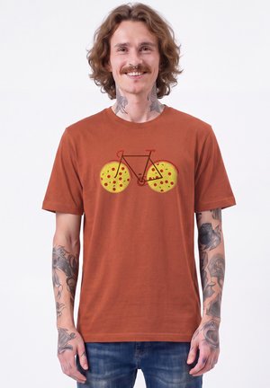 watapparel, PIZZA FAHRRAD UNISEX - T-shirt imprimé - heritage brown