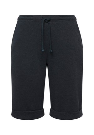 Ciemnoszare bawełniane szorty z elastycznym pasem na sznurku, z podwiniętymi mankietami, gładką teksturą i luźnym krojem zapewniającym komfort.