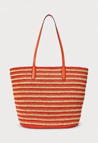 Lauren Ralph Lauren STRIPED STRAW LARGE BRIE TOTE BAG - Maisiņveida soma - orange