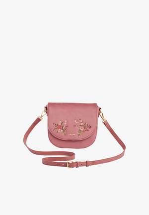 FABLE ENGLAND, BETH FLORAL POSY EMBROIDERED SADDLE - Cross body bag - pink