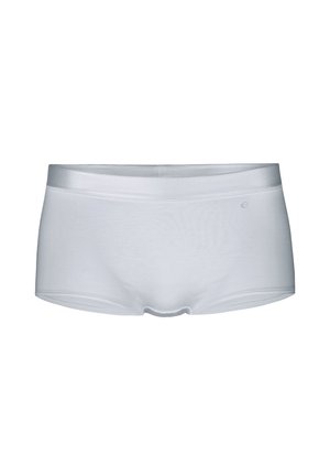 Witte boxer shorts van katoenmix met een gladde textuur, elastische tailleband en een eenvoudig ontwerp. Geen zichtbare patronen of hardware-details.