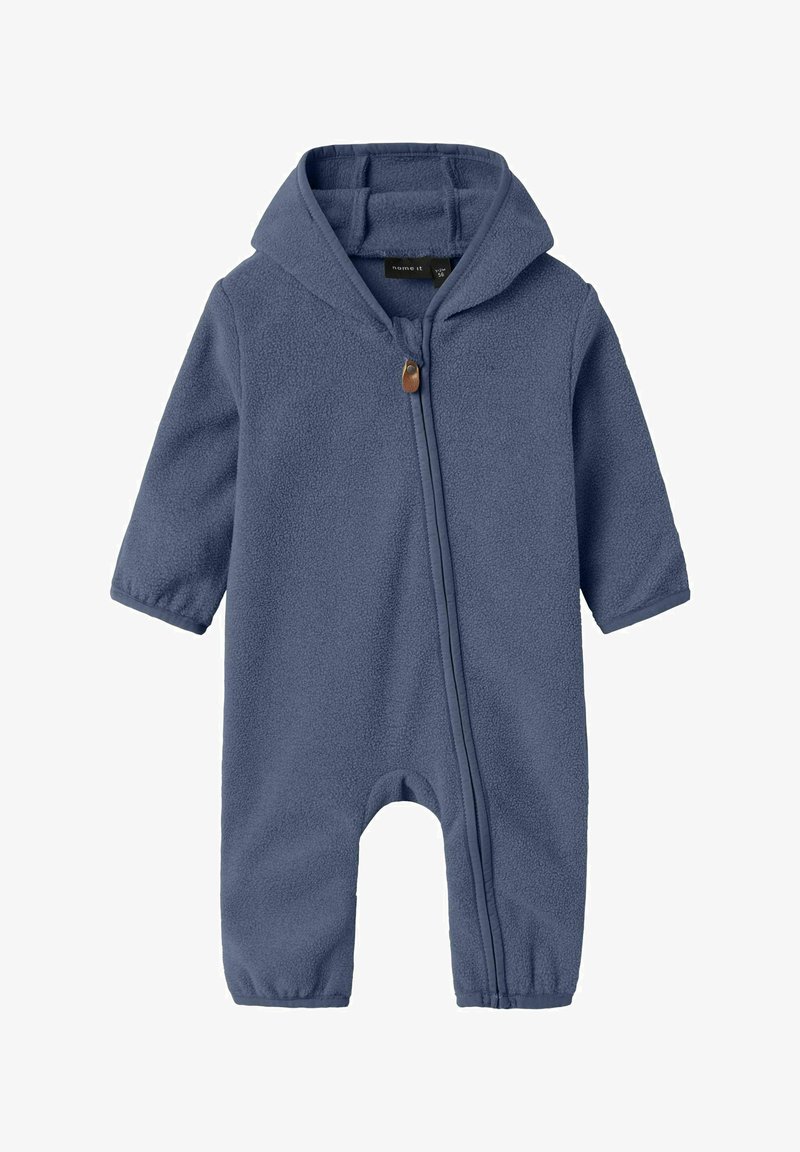 Zils kapucīnā tērps bērniem ar garām piedurknēm un priekšējo rāvējslēdzēju, ar mazu ādas pievilkšanas cilpu.