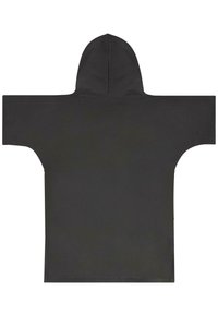 Black oversized hoodie featuring a hood and wide sleeves, made from a soft fabric with a smooth texture and no visible patterns or accents.