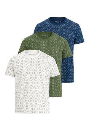 SET OF 3  - T-Shirt print - white olive navy