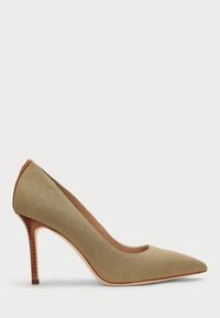 Lauren Ralph Lauren LINDELLA II LEATHER-TRIM CANVAS PUMP - Saltos clássicos - hunter olive/tan
