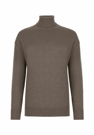 Falconeri, ULTRASOFT TURTLENECK WITH SLITS - Striktrøje - mottled light brown