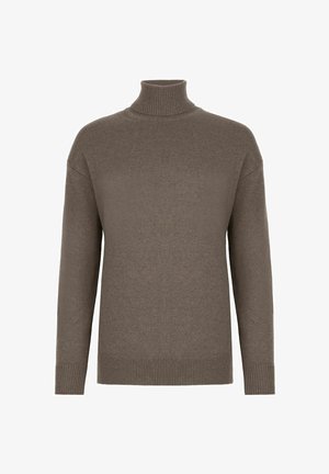 Falconeri, ULTRASOFT TURTLENECK WITH SLITS - Striktrøje - mottled light brown
