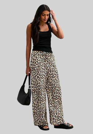 LEOPARD PRINT WIDE LEG RELAXED - Broek - brown pattern