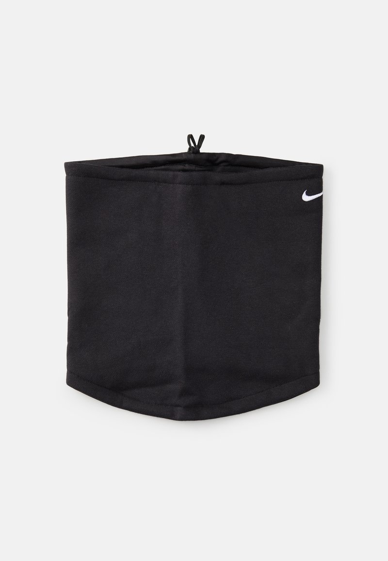 Ghiozdan negru din materiale moi, cu un șnur în partea de sus și un mic logo alb pe lateral. Design ușor și fără cusături.