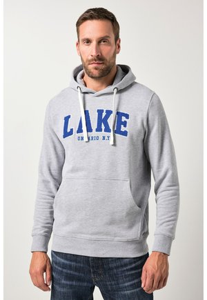 HOODED BADGES KANGAROO POCKET - Kapuzenpullover - mottled grey