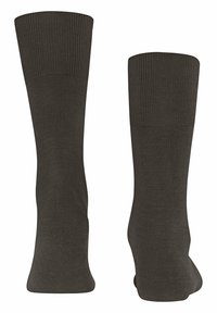 Dunkelgraue Socken mit geripptem Bündchen und glatter Textur. Entworfen mit einer mittelhohen Wadenlänge und nahtlosem Zehenbereich für zusätzlichen Komfort.
