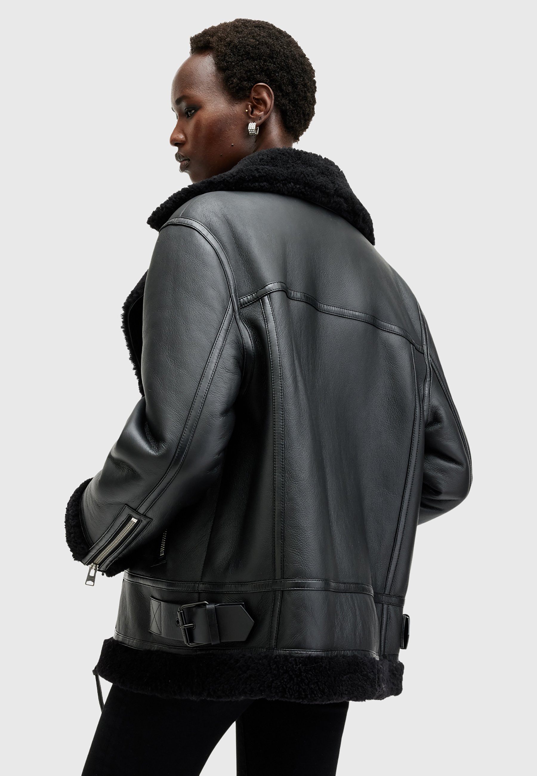 AllSaints Leather jacket - black - Zalando