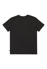 Zwart katoenen T-shirt met een ronde hals en korte mouwen. Eenvoudig ontwerp, geen zichtbare logo's of patronen, gladde textuur en normale pasvorm.