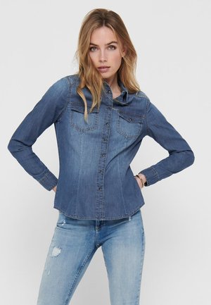 Button-down blouse - medium blue denim