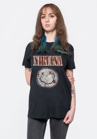 Paradiso Clothing NIRVANA DISTRESSED GRUNGE SMILE - Print T-shirt - black