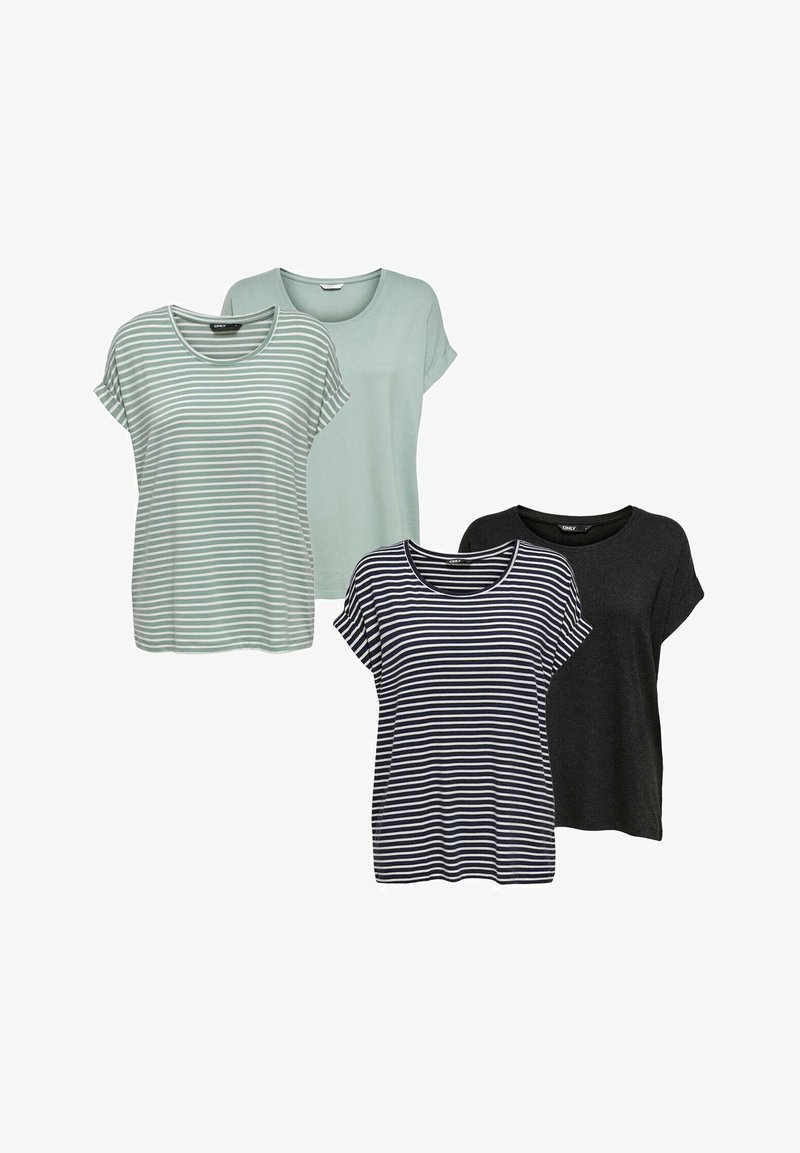 ONLY MOSTER 4 PACK - T-shirt basic - jadeite night sky
