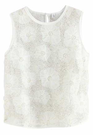 REGULAR FIT - BEADED FLORAL PRINT SEQUIN - Top - white silver