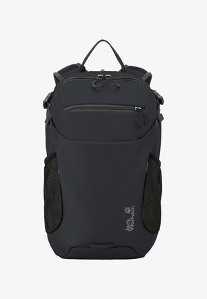 Black Jack Wolfskin rugzak met een voorvak met rits, zijkanten met meshvakken, gevoerde banden en een bovenste handgreep.