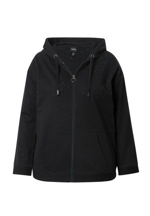 Ulla Popken Zip-up sweatshirt - black