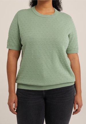 Striktrøje - mottled light green