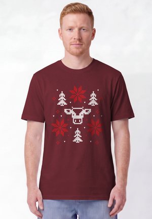 watapparel, CHRISTMAS WITH LOVE UNISEX - T-shirt print - burgundy