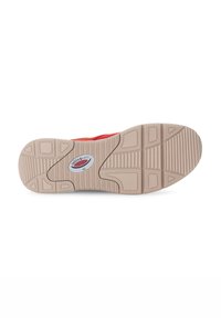 Gummisohle in Beige mit auffälligem Profil und Logo. Verfügt über eine strukturierte Oberfläche und eine eingearbeitete Ferse für Grip und Unterstützung.