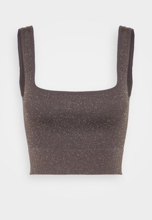 SEAMLESS SCOOP NECK VESTLETTE - Urheiluliivit: kevyt tuki - brownie shimmer