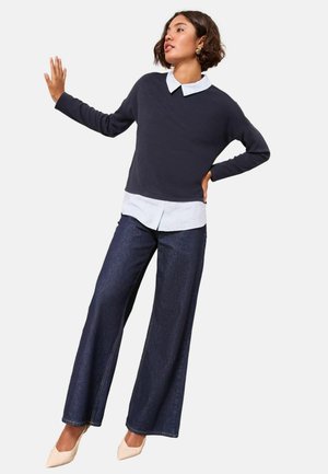 REGULAR FIT - 2 IN 1 POPLIN COLLAR - Pikkade varrukatega topp - navy