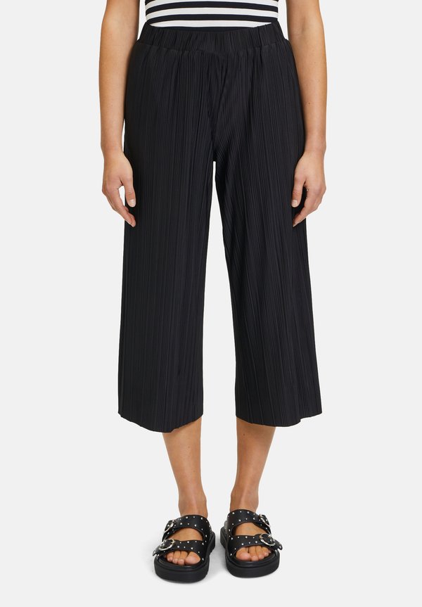 CASUAL-MIT PLISSEE - Stoffhose - schwarz