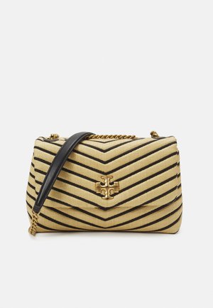 KIRA CHEVRON SMALL SHOULDER - Across body bag - natural/black