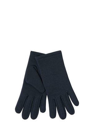 Par sorte stofhandsker med simpelt design, der viser for- og bagside.