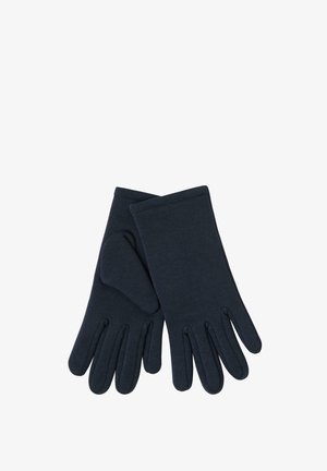 Par sorte stofhandsker med simpelt design, der viser for- og bagside.