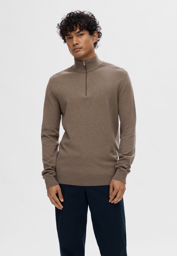 SLHBERG HALF ZIP NOOS - Jumper - teak melange