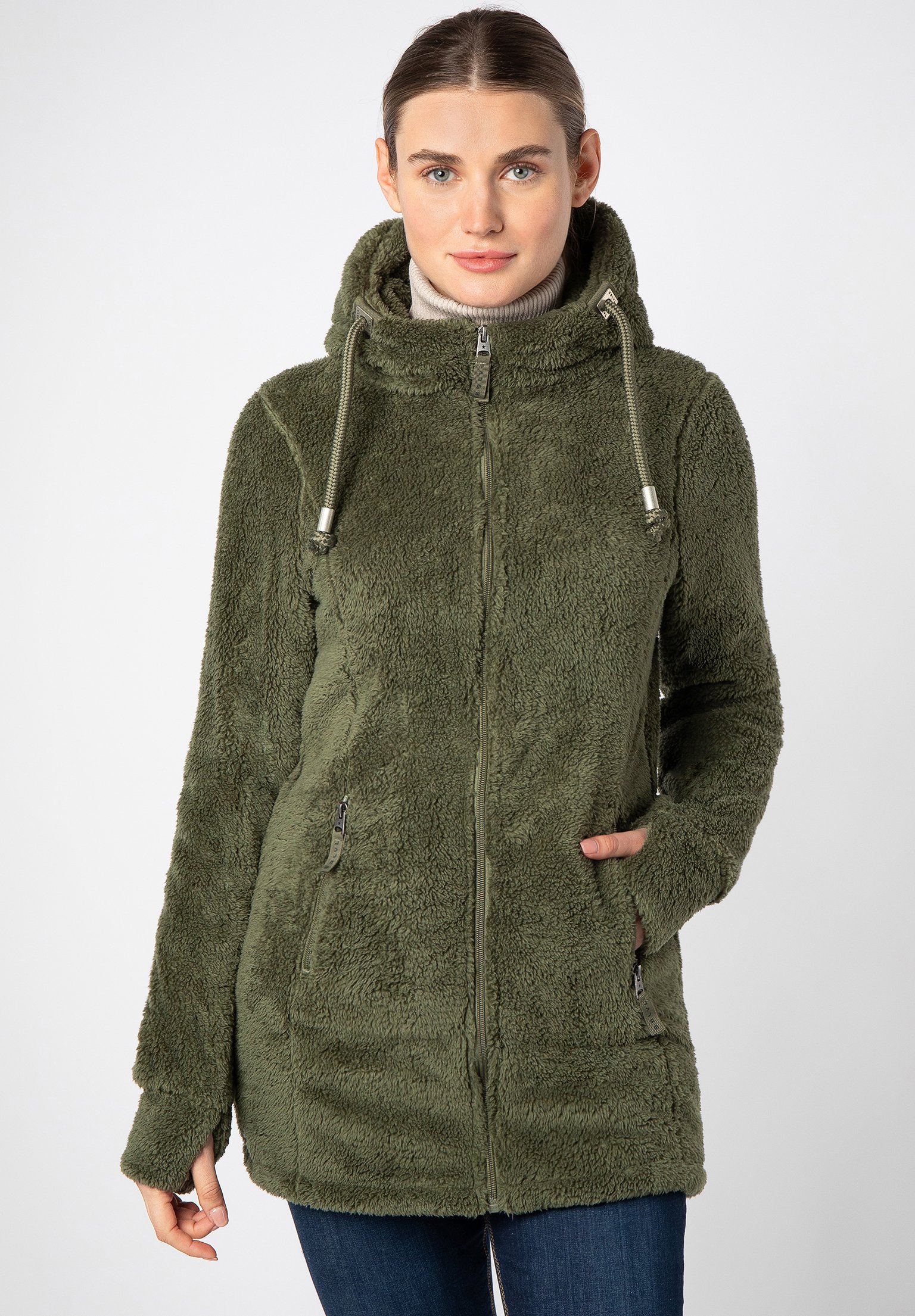 Sublevel KUSCHEL MIT KAPUZE - Fleecejacke - middle green/grün 