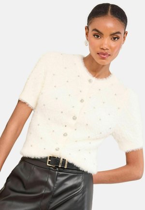 REGULAR FIT - CREW NECK SHORT SLEEVE  - Kardigán - ivory embellished