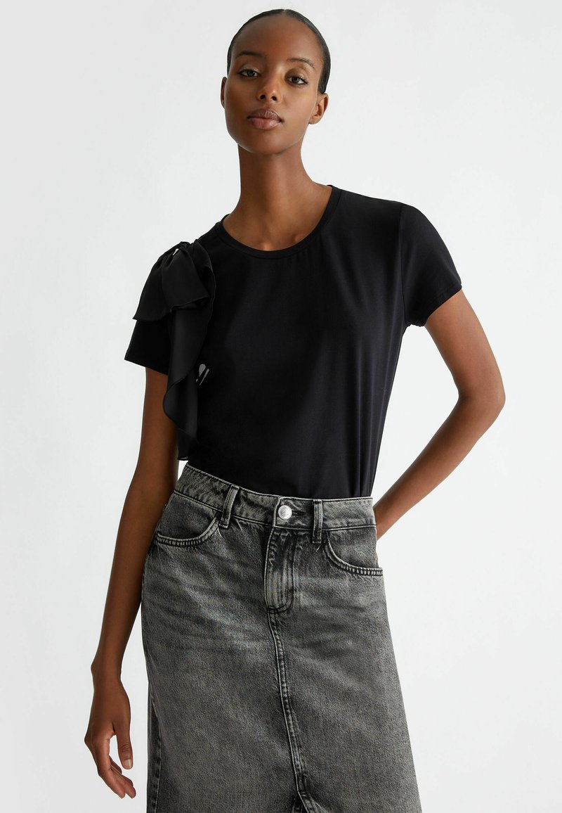 LIU JO WITH RUCHING - T-shirt con stampa - black