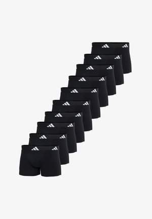 Czarne bokserki w zestawie kilku par, z szarym elastycznym pasem z trzema białymi paskami i gładką fakturą materiału.