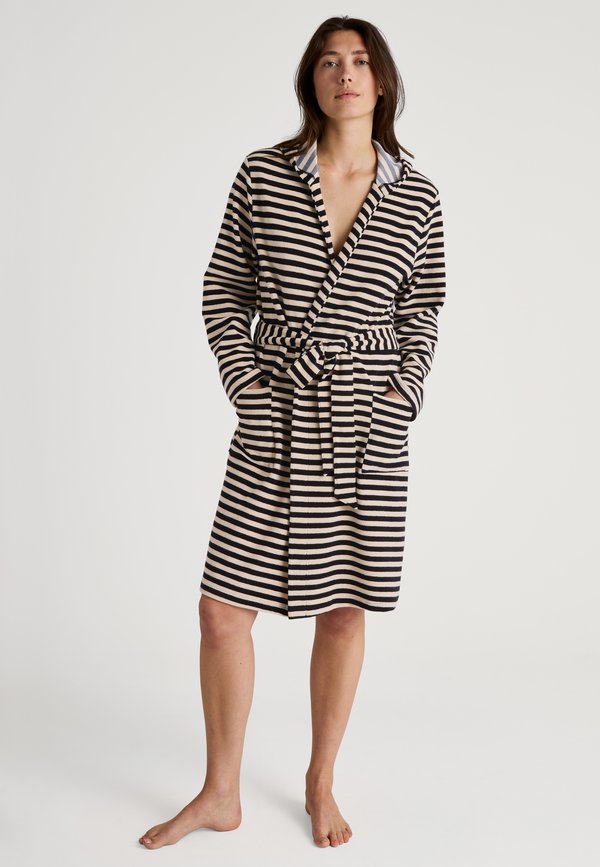 LOUNGE STRIPE - Bademantel - schwarz