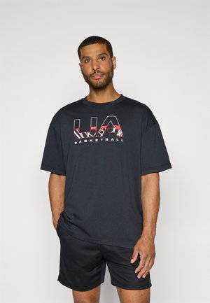 Under Armour HOOPS BRANDED - Potiskana majica - black/white