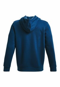Sweat-shirt bleu marine à la texture douce, doté d'une capuche avec cordon de serrage, de longues manches et de poignets et d'un ourlet côtelés pour un ajustement confortable.