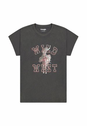 Wrangler SHRUNKEN BAND - Printtipaita - faded_black
