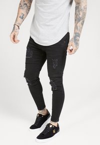 SIKSILK - DISTRESSED SUPER  - Aptempti džinsai - black Miniatiūros vaizdas 1