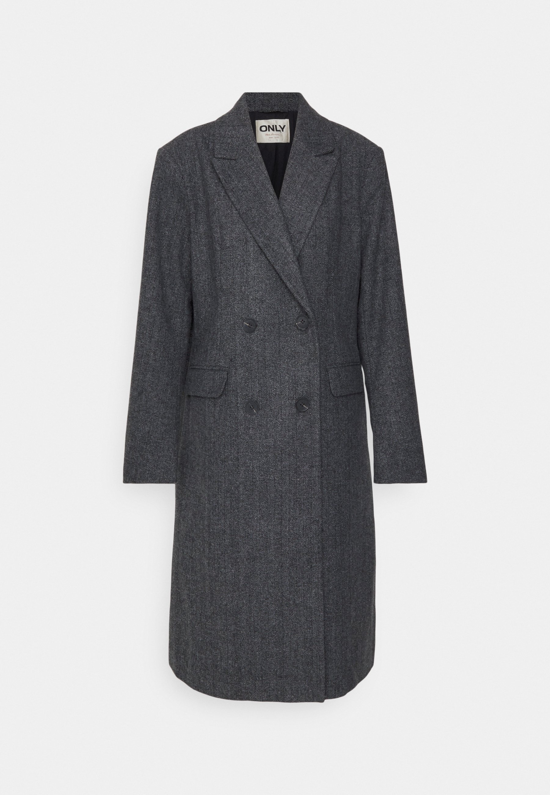 ONLY ONLMEDINA LONG BELTED COAT - Mantel - medium grey melange/grijs gemêleerd