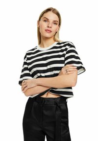Esprit GESTREIFTES IM TWISTDESIGN - T-shirts med print - black